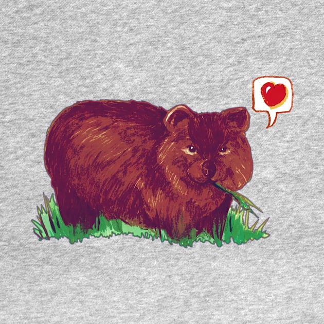 Wombat Love - Cute Cartoon Wombat by FishWithATopHat